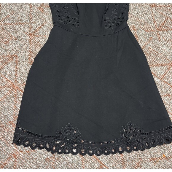 TED BAKER Verony Black Ponte Embroidered Sleeveless Skater Dress Size 2/US 6 - Picture 4 of 6